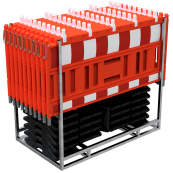 SET | with 20 panel fences | and 21 base plates | on multi-pallet | with lamp adapter | with red/white foil, type RA2/B | type of barrier NOX red